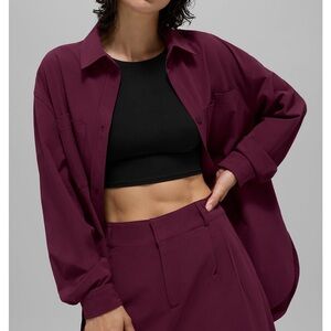 ALO Yoga Burgundy Button Down Shirt